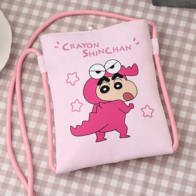 뽀사사 짱구는 못말려 짱구 핸드폰 파우치 가방 핑크라인 1개 캐릭터 어린이 아동 데일리 외출 크로스백
