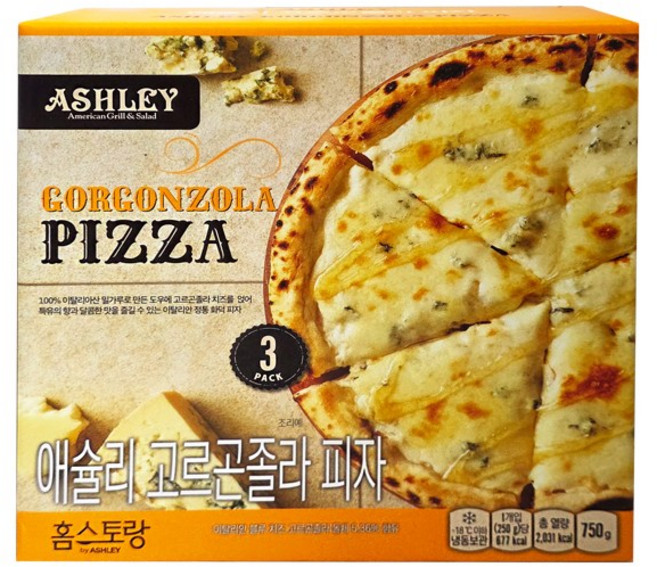 애슐리 고르곤졸라 화덕피자 750g (250gx3개)/아이스박스포장, 1개