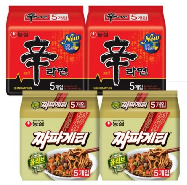 농심 신라면 + 짜파게티 봉지라면 세트, 20개