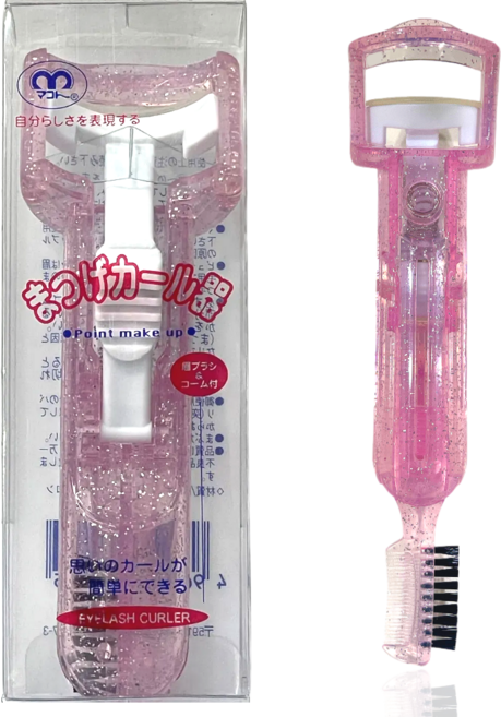 마코토 올인원 아이래쉬 컬러 뷰러+브러쉬+빗, 1개, 핑크펄