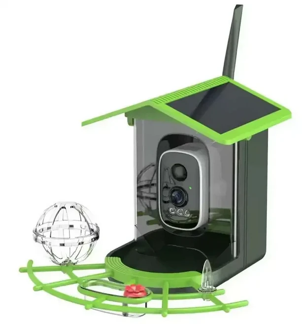 AI 조류 인식 스마트 먹이통 - 야외 정원 관찰을 위한 태양광 저전력 HD 카메라, 02 Style 1