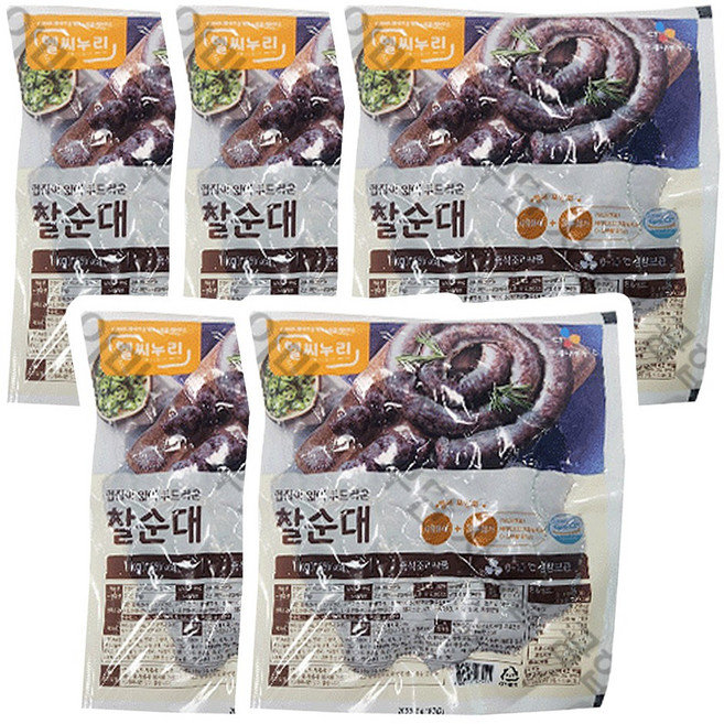 CJ 헬씨누리 껍질이 얇아 부드러운 찰순대 슬라이스 1kg, 5개
