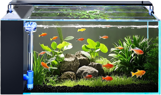 아우라쿠아 스마트 어항 자동청소 수족관 스마트 무환수어항 여과 물고기 생태 자동순환 수조, 1세트, 블랙