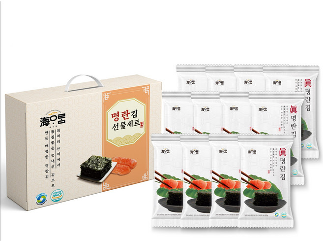 해아람 진 명란김 김선물세트 설날 추석 밥도둑 술안주 맛김, 12개