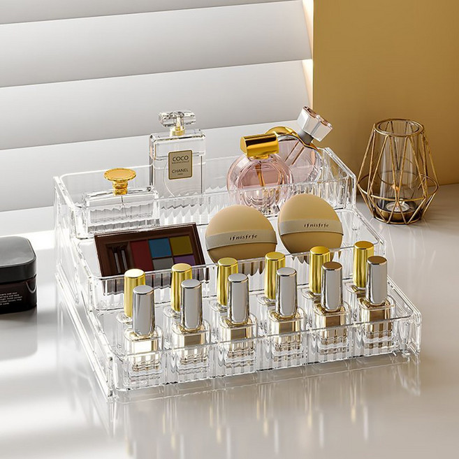 다플 아크릴 네일 진열대 3단 물결 화장대 매니큐어 투명, 1개, 상세페이지 참조