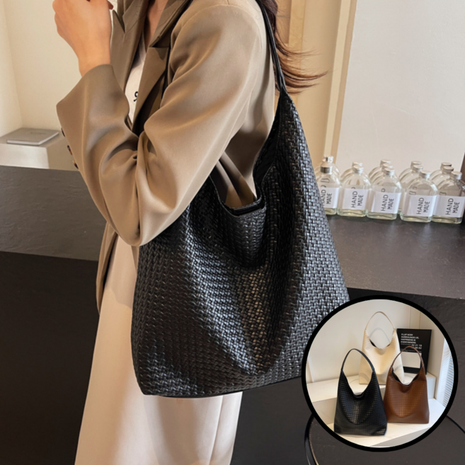 핏몬 여성 가죽 숄더백 가방 파우치포함 호보백