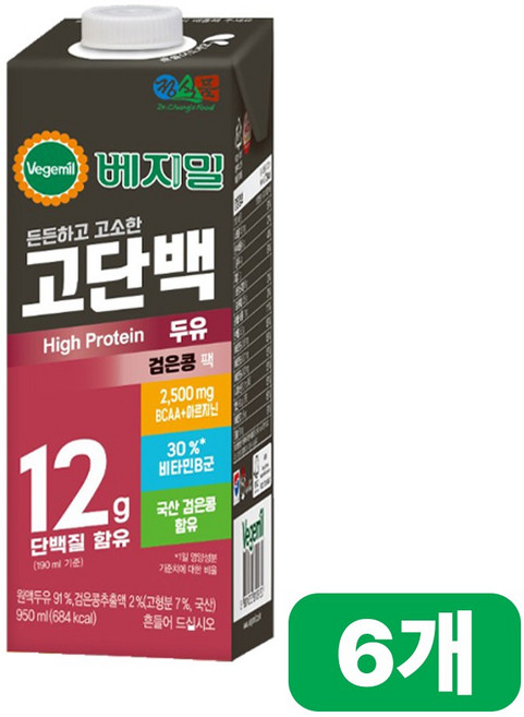 정식품 고단백두유 베지밀, 950ml, 6개