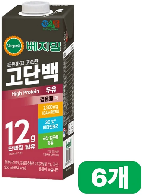 정식품 고단백두유 베지밀, 950ml, 6개 - 쿠팡