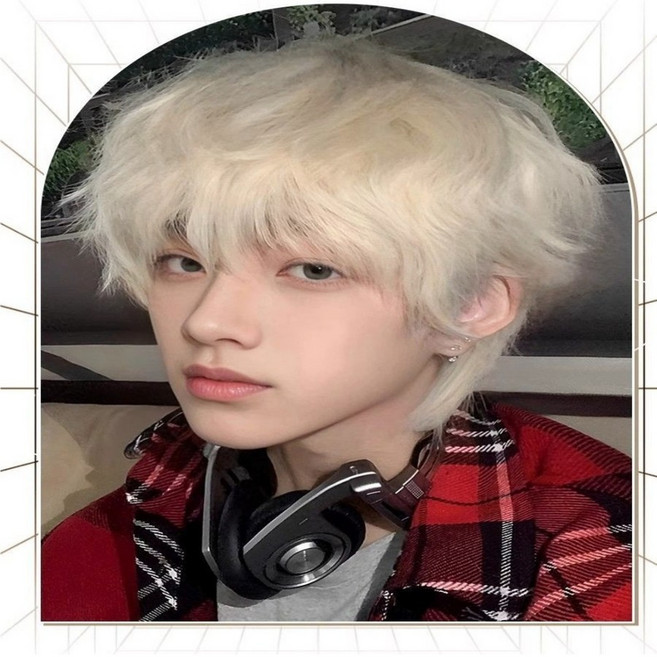 백금발남자 패션 통 남자 장발 남성 가발 아이돌머리, 화이트골드, 1개, 화이트골드