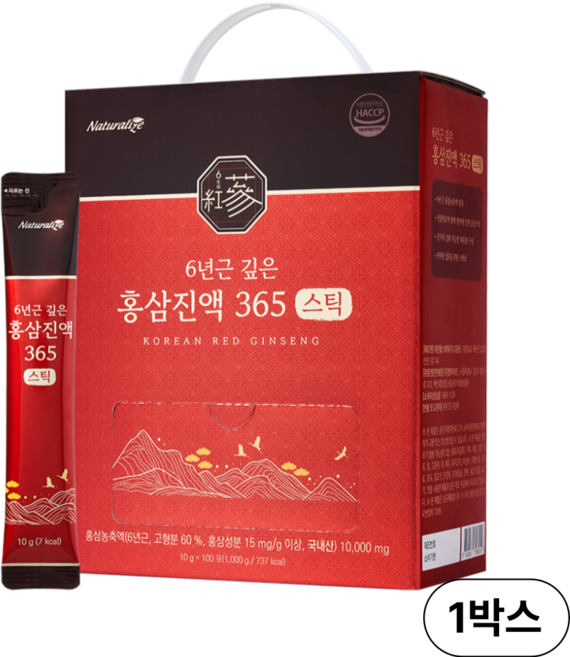 네추럴라이즈 6년근 풍기인삼 깊은 홍삼진액 365 스틱 대용량 홍삼농축액 100포, 10g, 100개