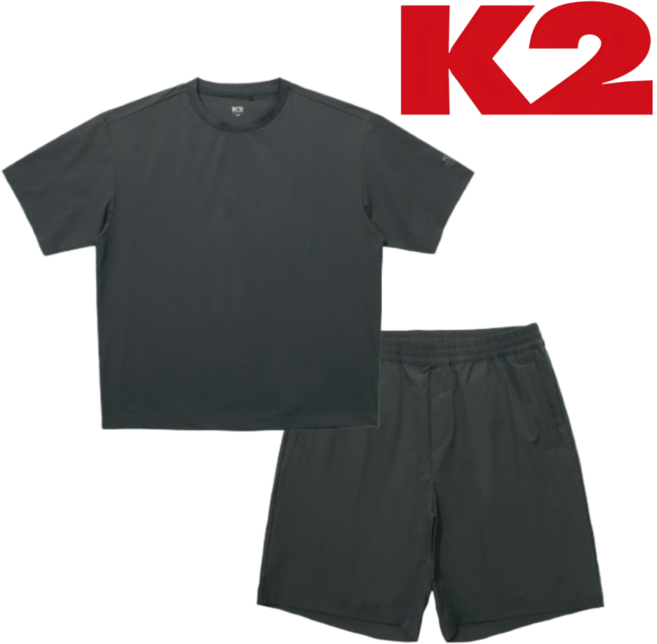 [백화점발송] K2 남녀공용 반팔 반바지 세트 상하의 셋업 여름 스트레치 활동성 편한 반발 라운드 반바지 세트 일상 외출 등산 캠핑 여행 운동 아웃도어 커플 트레이닝복 세트