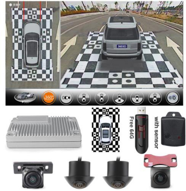 자동차 어라운드 뷰 3D Carsanbo 모든 카메라 조감도 시스템 주차 모니터 1080P 307 WDR 범용 360 도, 없음, 6) with Calibration