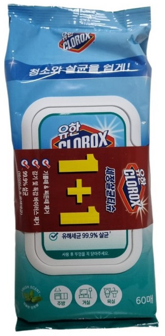 유한크로락스 세정살균티슈 후레시 센트, 2개