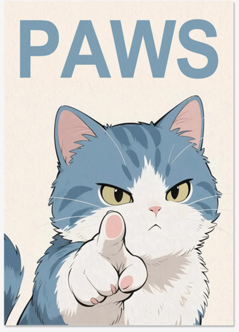 고양이 바로 너 인테리어 펠트 패브릭 포스터, FB_동물_바로너 고양이_02, A4