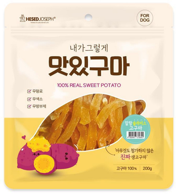 식이섬유 듬뿍 댕댕이 고구마슬라이스(유통25년7월0일) 3묶음, 고구마, 200g, 1개