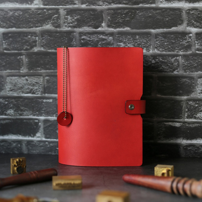 701 가죽 6공 만년 다이어리 각인 커버 고급 a5 업무 수첩 바인더 노트, A6(32절), 레드