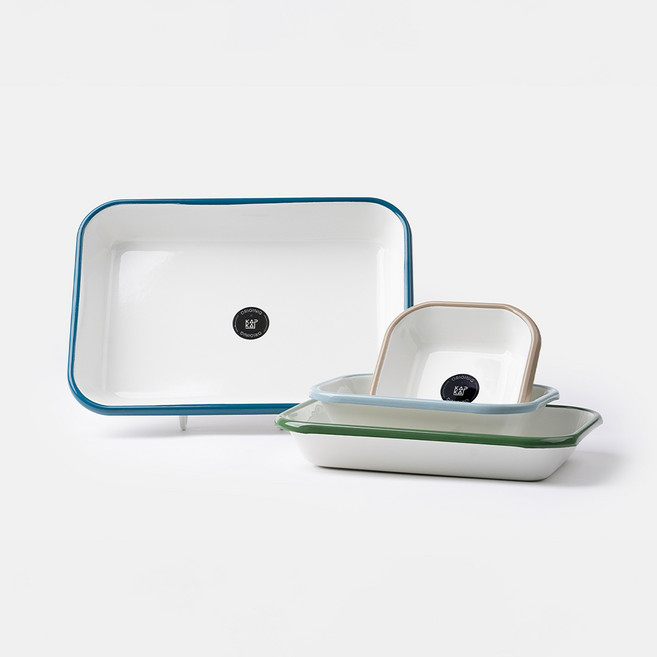 오리지니크 캅카 법랑 사각 접시 파스타 플레이팅 스퀘어 세트, 혼합색상, 1세트