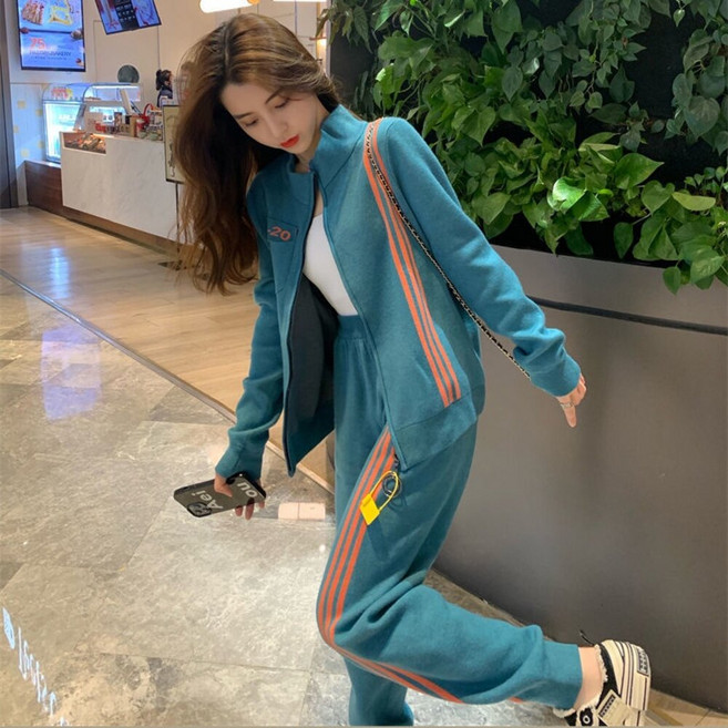 春秋運動套裝女 長袖外套+長褲兩件套 a0048