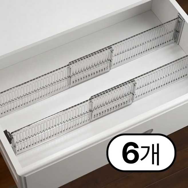 루노르 길이조절 서랍 칸막이 옷장정리 서랍정리, 6개, 투명