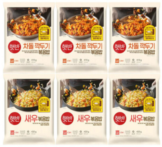 CJ 햇반차돌깍두기볶음밥 410gx3+새우볶음밥420gx3, 3개, 410g