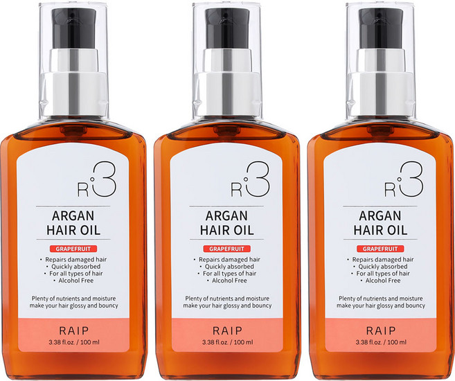 라입 R3 아르간오일 헤어에센스 자몽, 100ml, 3개