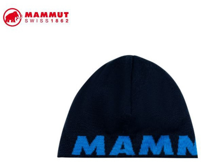 MAMMUT 長毛象 Logo Beanie 保暖針織毛帽 - 藍色