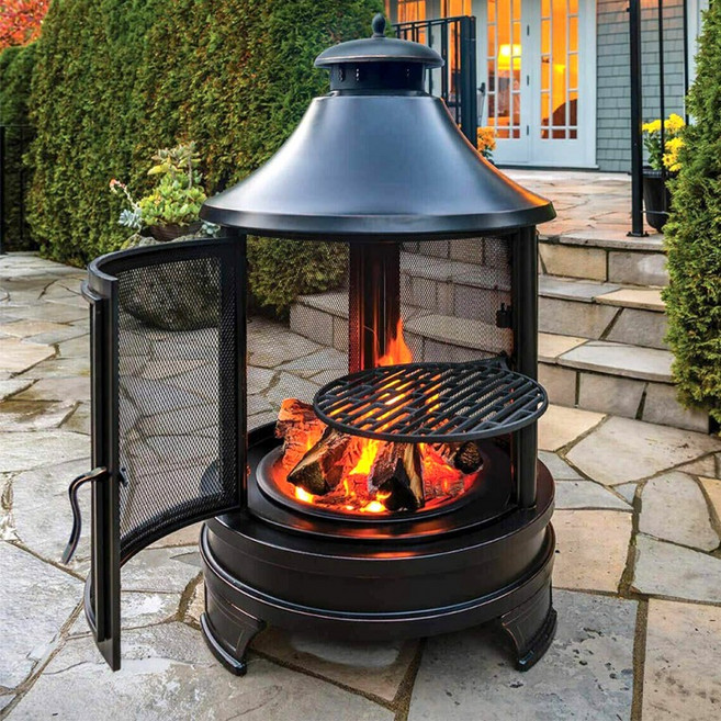 카나모 쿠킹 화로대 장작화로 불멍 야외 바베큐그릴 캠핑 화덕 숯불, 1개