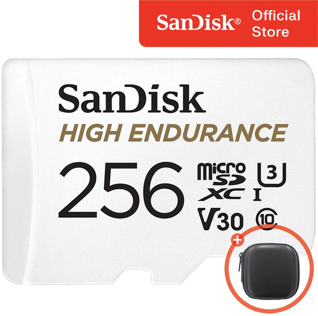 샌디스크 High Endurance 블랙박스 마이크로 SD 카드 + 보관 케이스 패키지, 256GB, 1개
