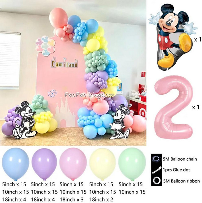 미키 미니 마우스 포일 풍선 가랜드 키트 라텍스 숫자 생일 샤워 파티 장식 선물, 1개, 20. R968-2 / A. 1pack