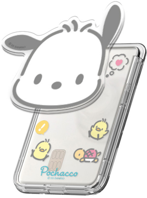 산리오 아크릴 그립 스마트톡 투명 마그네틱 카드지갑(맥세이프 호환), 1개, 큐티_포차코