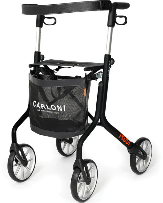 [공식수입]트러스트케어 렛츠무브 초경량 노인보행보조기 어르신 보행기 등받이 가방 포함, Black, 1개