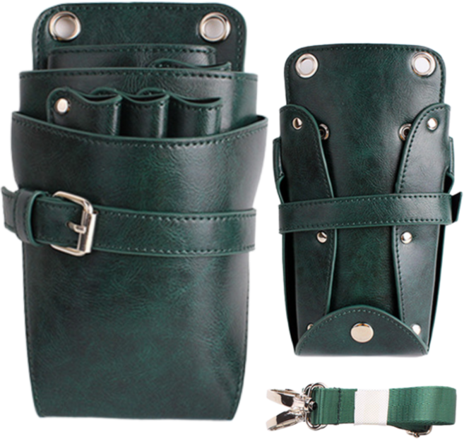 프라홈 헤어디자이너 스텝 미용사가위집 크로스백 가방, 7포켓, 1개, 그린