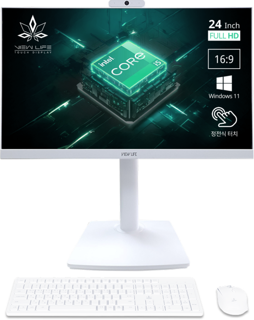 뷰라이프 24형 고급형 웹캠 일체형PC 인텔 I5-13 윈도우11포함 무선키보드마우스 마우스패드 증정, 정전식 터치 추가, 1TB, 16GB, 화이트, AP-238TF, WIN11 Pro