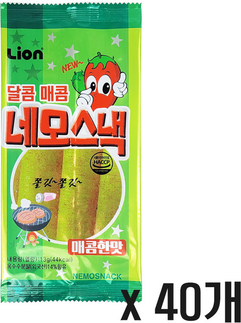 라이온과자 달콤매콤 네모스낵 매콤한맛, 13g, 40개