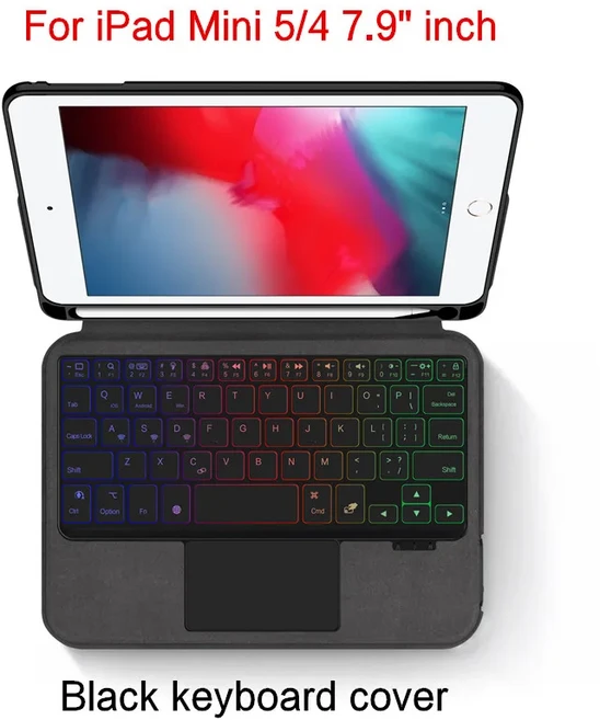 iPad Mini 5 2019 용 HUWEI 백라이트 키보드 케이스 Funda 세대 미니 4 7.9 "A2133 태블릿 PU 보호, 01 For iPad Mini 5 4, 05 English Layout