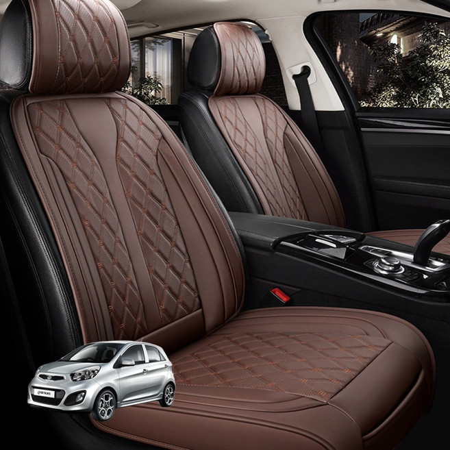 자동차시트 기아 모닝 레이 봉고3 포터2 경차 소형차 전용 시트커버, 브라운, 1개, 소형 조수석1P+등커버1p