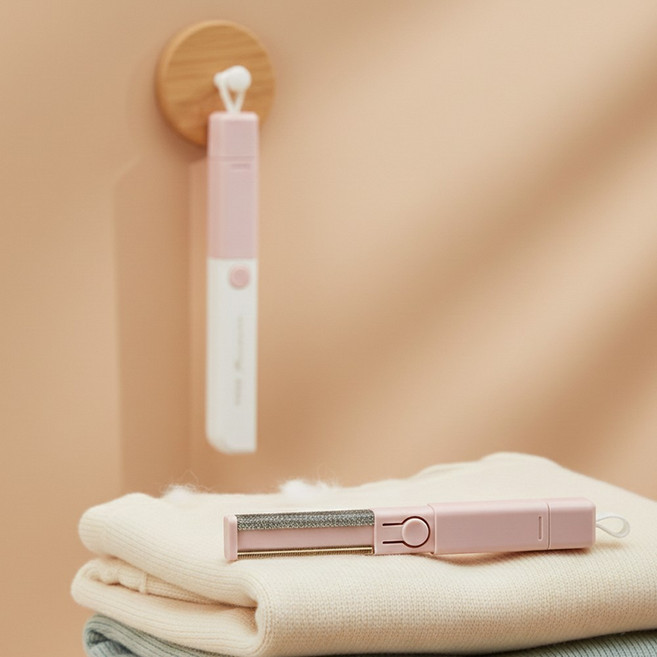 홀리크 2in1 휴대용 옷 털 보풀 먼지 제거기, 1개, 핑크