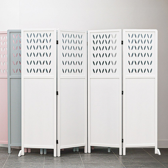 심플리스 잎새 1600 4단 인테리어 파티션 이쁜 귀여운 원목 나뭇잎 가림막 가벽, 화이트 4단