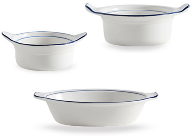 시라쿠스 뉴욕 킹스인 양손스프볼 손잡이 타원볼 16cm 20cm 25cm 그라탕 치즈볼 오븐그릇, 3개, 미드나잇 블루