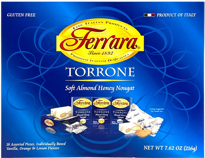 페라라 - 이탈리아 토로네 18 개. (아몬드 꿀 누가 캔디 Ferrara - Italian Torrone 18 pc. (Almond Honey Nougat Candy) (Pac