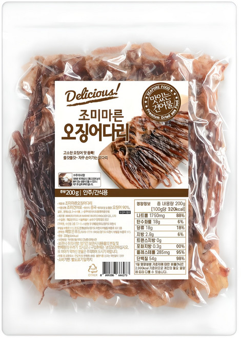 해맑은푸드 조미오징어 다리, 1개, 200g