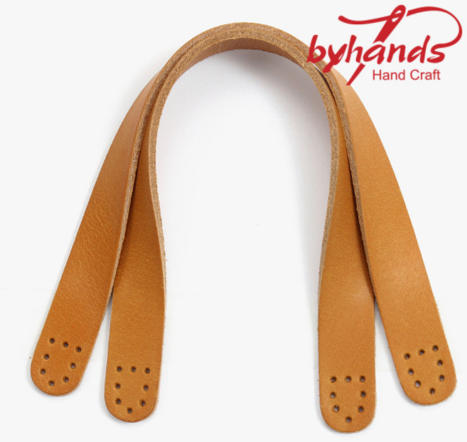 바이핸즈 내추럴 고급 통가죽 핸드 스트랩끈 미니 가방손잡이끈 20-2503, 머스터드 1쌍, 1개