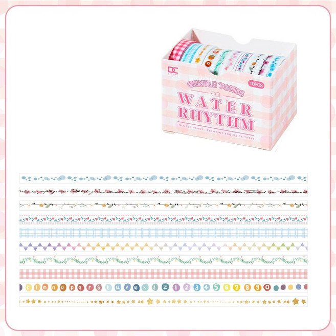 올리브파티 빈티지 감성 다꾸 마테 마스킹테이프 5mm 10개 세트, 1세트, 리듬