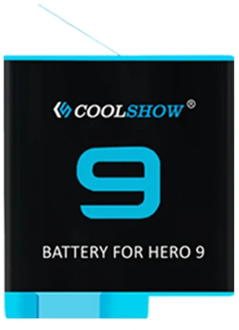 Coolshow 액션 카메라 액세서리용 블랙 배터리 고프로 9 10 12 1800mAh, 02 1 Battery
