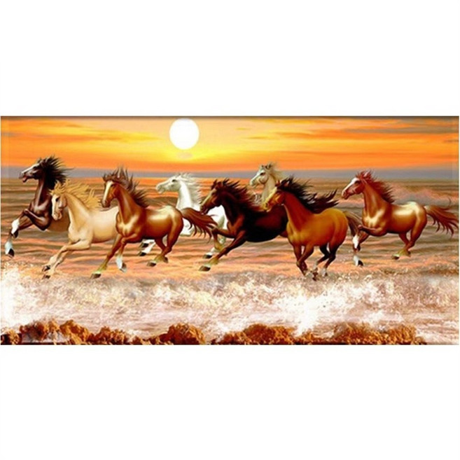 일출 팔마도 행운 성공 그림 사무실 거실 풍수그림 비즈자수 큐빅 보석십자수 재료 세트, 200x80cm, 1개