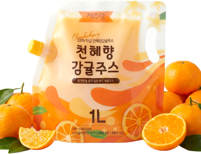 델리쿡 제주 천혜향 감귤 주스 착즙100%, 1개, 1L