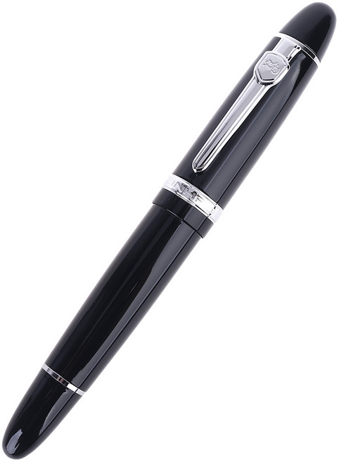New Jinhao 159 M Nib Fountain Pen Thead를위한 검은 색과 은색, 검은색