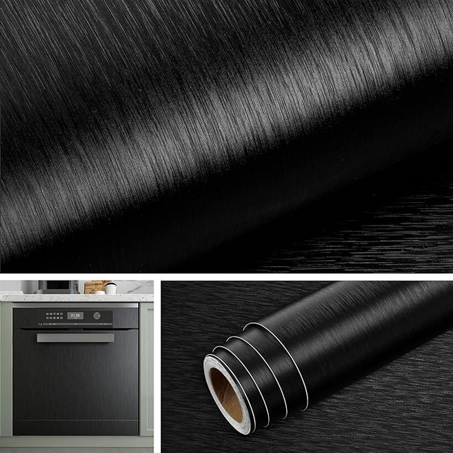 스텐 스티커 주방 가구 리폼 메탈 시트지 필름, 블랙