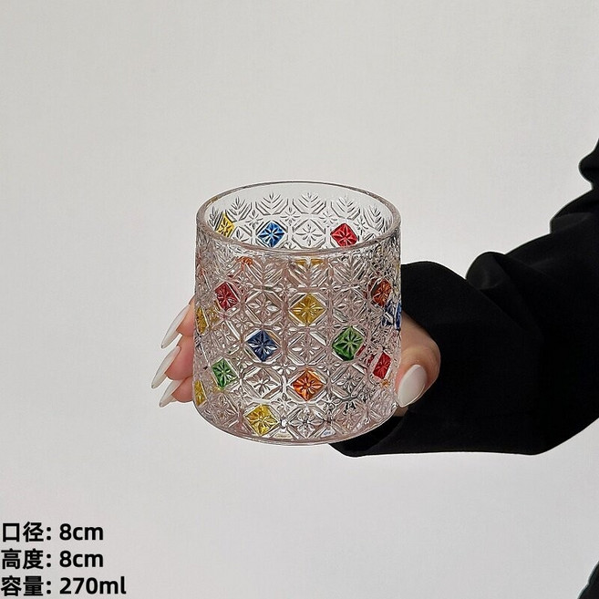 輕奢彩繪威士忌酒杯高級感洋酒杯家用旋轉不倒翁玻璃啤酒杯高顏值, 1個