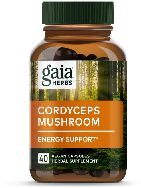 미국 가이아 허브 Gaia Herbs Cordyceps Mushroom 동충하초 머쉬룸 에너지 서포트 비건 캡슐, 40정, 2개